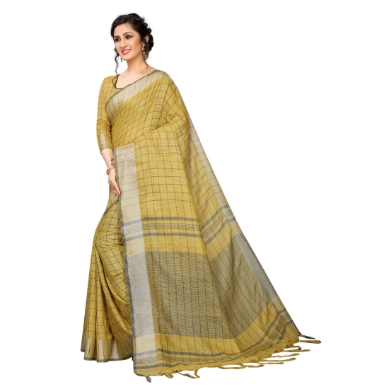 Generic Women's Linen Saree with Blouse (Mustard,5-6 mtrs)