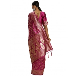 Generic Women's Banarasi Silk Saree (Pink, 5-6mtrs)