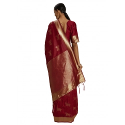 Generic Women's Banarasi Silk Saree (Red, 5-6mtrs)