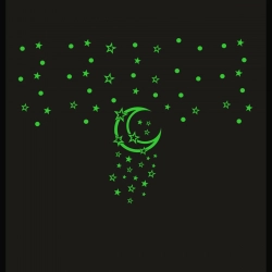 Generic Green Galaxy Of Stars With Moon Radium Wall Sticker