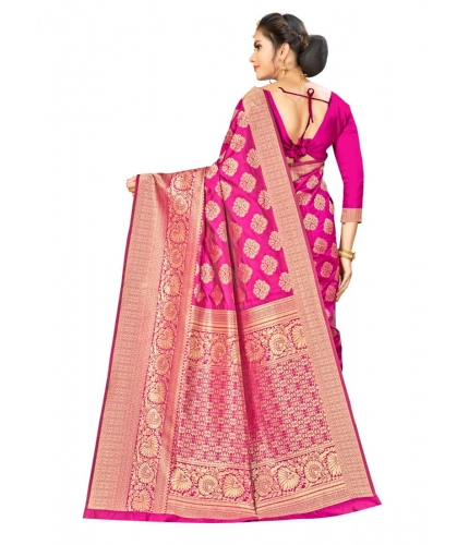Generic Women's Banarasi Silk Saree (Pink,5-6 Mtrs)