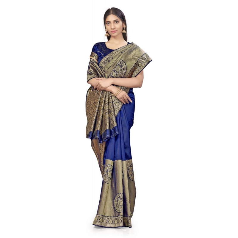 Women's Banarasi Silk Saree (Navy Blue,5-6 Mtrs) Women's Banarasi Silk Saree (Navy Blue,5-6 Mtrs)