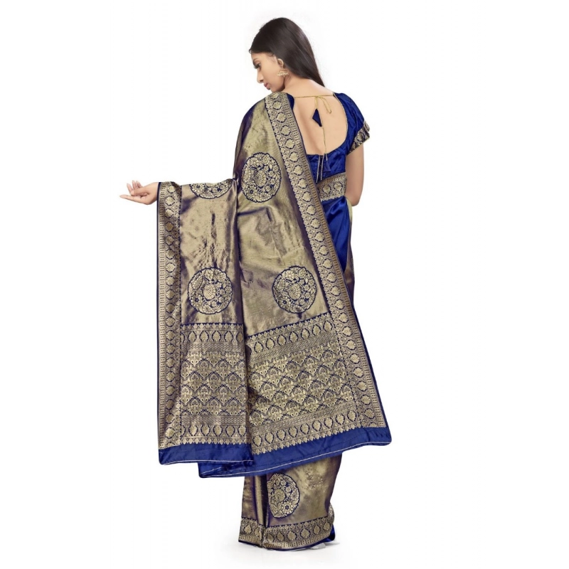 Women's Banarasi Silk Saree (Navy Blue,5-6 Mtrs) Women's Banarasi Silk Saree (Navy Blue,5-6 Mtrs)