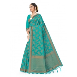 Generic Women's Banarasi (Spun Cotton) Saree (Firoji,5-6 Mtrs)