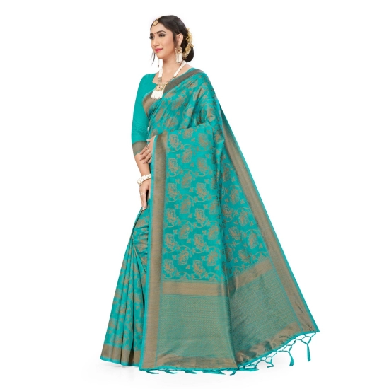 Generic Women's Banarasi (Spun Cotton) Saree (Firoji,5-6 Mtrs)
