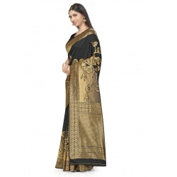 Generic Women's Banarasi Silk Saree (Black,5-6 Mtrs)