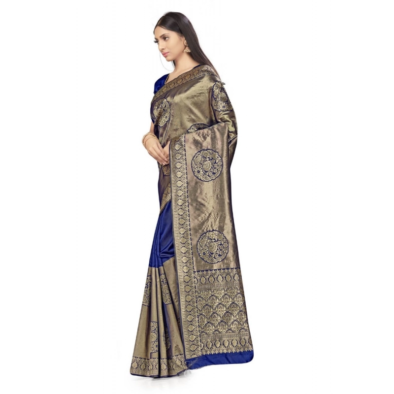 Women's Banarasi Silk Saree (Navy Blue,5-6 Mtrs) Women's Banarasi Silk Saree (Navy Blue,5-6 Mtrs)