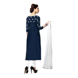 Generic Women's Cotton Unstitched Salwar Suit-Material With Dupatta (Navy Blue,2.2 Mtrs) Generic Women's Cotton Unstitched Salwar Suit-Material With Dupatta (Navy Blue,2.2 Mtrs)