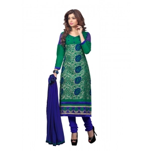 Generic Women's Glaze Cotton Unstitched Salwar Suit-Material With Dupatta (Green,2.2 Mtrs)