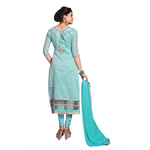 Women's Chanderi Unstitched Salwar Suit-Material With Dupatta (Light Sea Green,2.3 Mtrs) Women's Chanderi Unstitched Salwar Suit-Material With Dupatta (Light Sea Green,2.3 Mtrs)