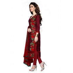Generic Women's Cotton Unstitched Salwar Suit-Material With Dupatta (Dark Maroon,2.3 Mtrs) Generic Women's Cotton Unstitched Salwar Suit-Material With Dupatta (Dark Maroon,2.3 Mtrs)