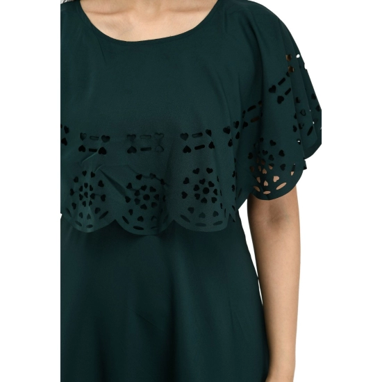 Generic Women's Crepe Solid Sleeveless Full Length Gown(Dark Green)