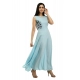 Generic Women's Crepe Solid Sleeveless Full Length Gown(Light Blue)
