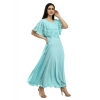 Generic Women's Crepe Solid Sleeveless Full Length Gown(Light Blue)