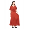 Generic Women's Crepe Solid Sleeveless Full Length Gown(Red)