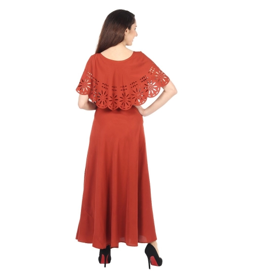 Generic Women's Crepe Solid Sleeveless Full Length Gown(Red)