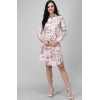 Generic Women's Crepe Paper Print Full Sleeve Short Tops(Link Pink)