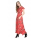 Generic Women's Crepe Floral Half Sleeves Full Length Gown(Red) Generic Women's Crepe Floral Half Sleeves Full Length Gown(Red)