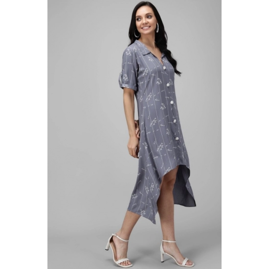 Generic Women's Rayon Printed Half Sleeve Short Tops(Grey)