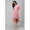 Generic Women's Rayon Printed Half Sleeve Short Tops(Pink)