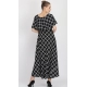 Generic Women's Crepe Checked Half Sleeves Full Length Gown(Black) Generic Women's Crepe Checked Half Sleeves Full Length Gown(Black)