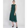 Generic Women's Georgette Solid Sleeveless Full Length Gown(Green)