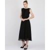 Generic Women's Georgette Solid Sleeveless Full Length Gown(Black)
