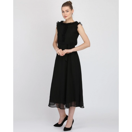 Generic Women's Georgette Solid Sleeveless Full Length Gown(Black) Generic Women's Georgette Solid Sleeveless Full Length Gown(Black)