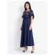Generic Women's Crepe Embroidery Pattern Sleeveless Full Length Gown(Dark Blue) Generic Women's Crepe Embroidery Pattern Sleeveless Full Length Gown(Dark Blue)