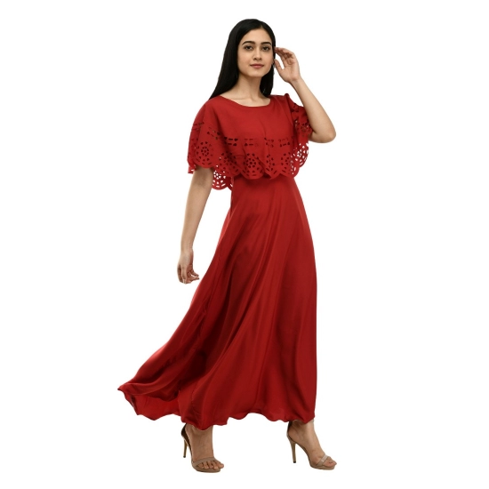 Generic Women's Crepe Solid Sleeveless Full Length Gown(Red) Generic Women's Crepe Solid Sleeveless Full Length Gown(Red)