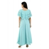 Generic Women's Crepe Solid Sleeveless Full Length Gown(Light Blue)