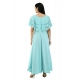 Generic Women's Crepe Solid Sleeveless Full Length Gown(Light Blue)