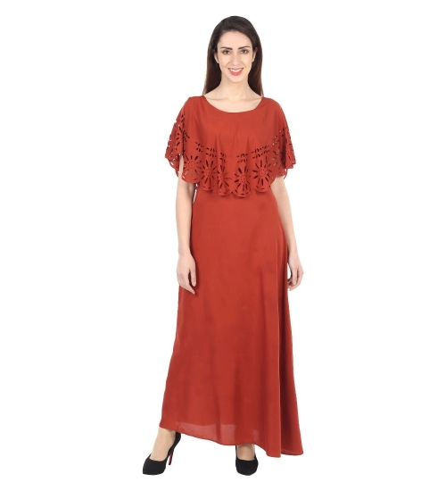 Generic Women's Crepe Solid Sleeveless Full Length Gown(Red)