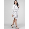 Generic Women's Crepe Paper Print Full Sleeve Short Tops(White)