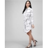 Generic Women's Crepe Paper Print Full Sleeve Short Tops(White)