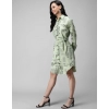 Generic Women's Crepe Paper Print Full Sleeve Short Tops(Lime Green)