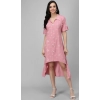 Generic Women's Rayon Printed Half Sleeve Short Tops(Pink)