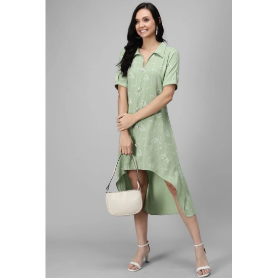 Generic Women's Rayon Printed Half Sleeve Short Tops(Lime Green)