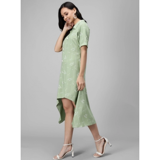 Generic Women's Rayon Printed Half Sleeve Short Tops(Lime Green)