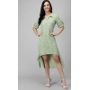 Generic Women's Rayon Printed Half Sleeve Short Tops(Lime Green)