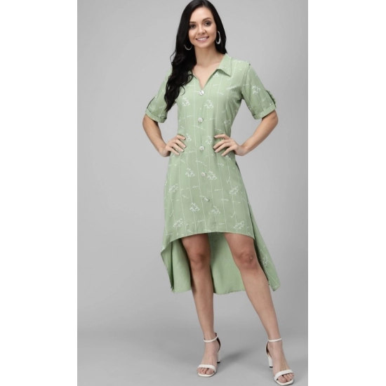 Generic Women's Rayon Printed Half Sleeve Short Tops(Lime Green)