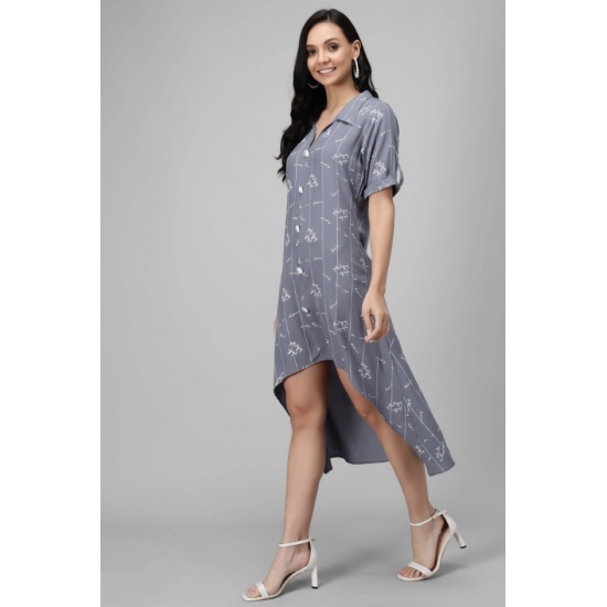 Generic Women's Rayon Printed Half Sleeve Short Tops(Grey)