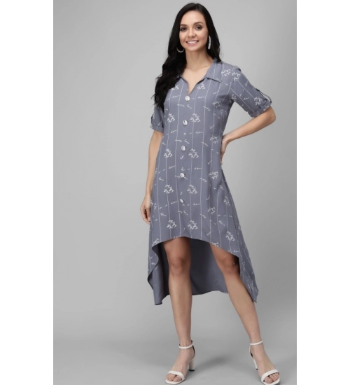 Generic Women's Rayon Printed Half Sleeve Short Tops(Grey) Generic Women's Rayon Printed Half Sleeve Short Tops(Grey)