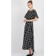 Generic Women's Crepe Checked Half Sleeves Full Length Gown(Black) Generic Women's Crepe Checked Half Sleeves Full Length Gown(Black)