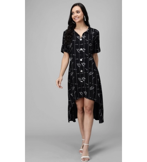 Generic Women's Rayon Printed Half Sleeve Short Tops(Black) Generic Women's Rayon Printed Half Sleeve Short Tops(Black)