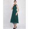 Generic Women's Georgette Solid Sleeveless Full Length Gown(Green)