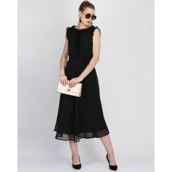 Generic Women's Georgette Solid Sleeveless Full Length Gown(Black) Generic Women's Georgette Solid Sleeveless Full Length Gown(Black)