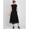 Generic Women's Georgette Solid Sleeveless Full Length Gown(Black)