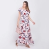 Generic Women's Crepe Floral Sleeveless Full Length Gown(Peach)