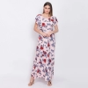 Generic Women's Crepe Floral Sleeveless Full Length Gown(Peach)